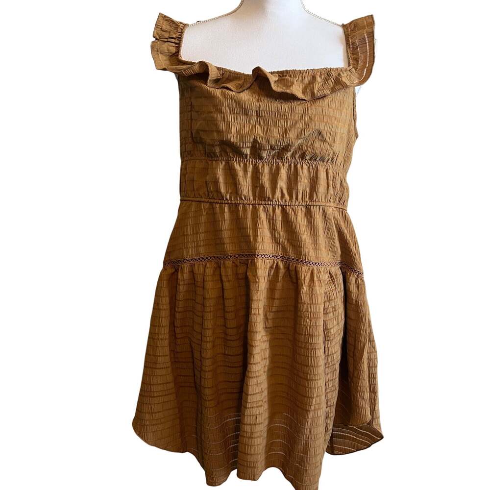 Wild Fable Women's Cognac Tan Ruffle Tiered Skater Dress - Size XS - NWT